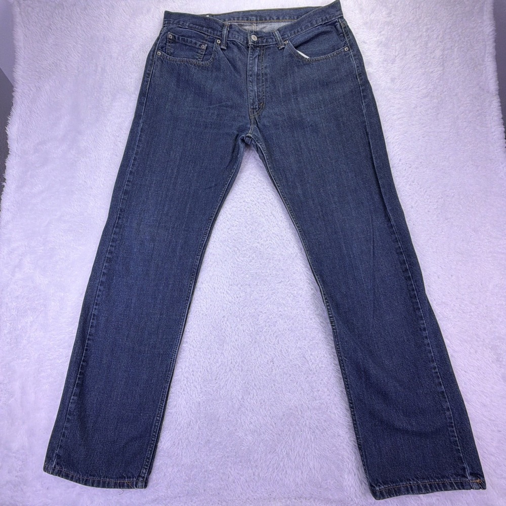 Levi's 505 Jeans Regular Fit Straight Men's 36x34(32) Dark Wash 100% Cotton Y2K